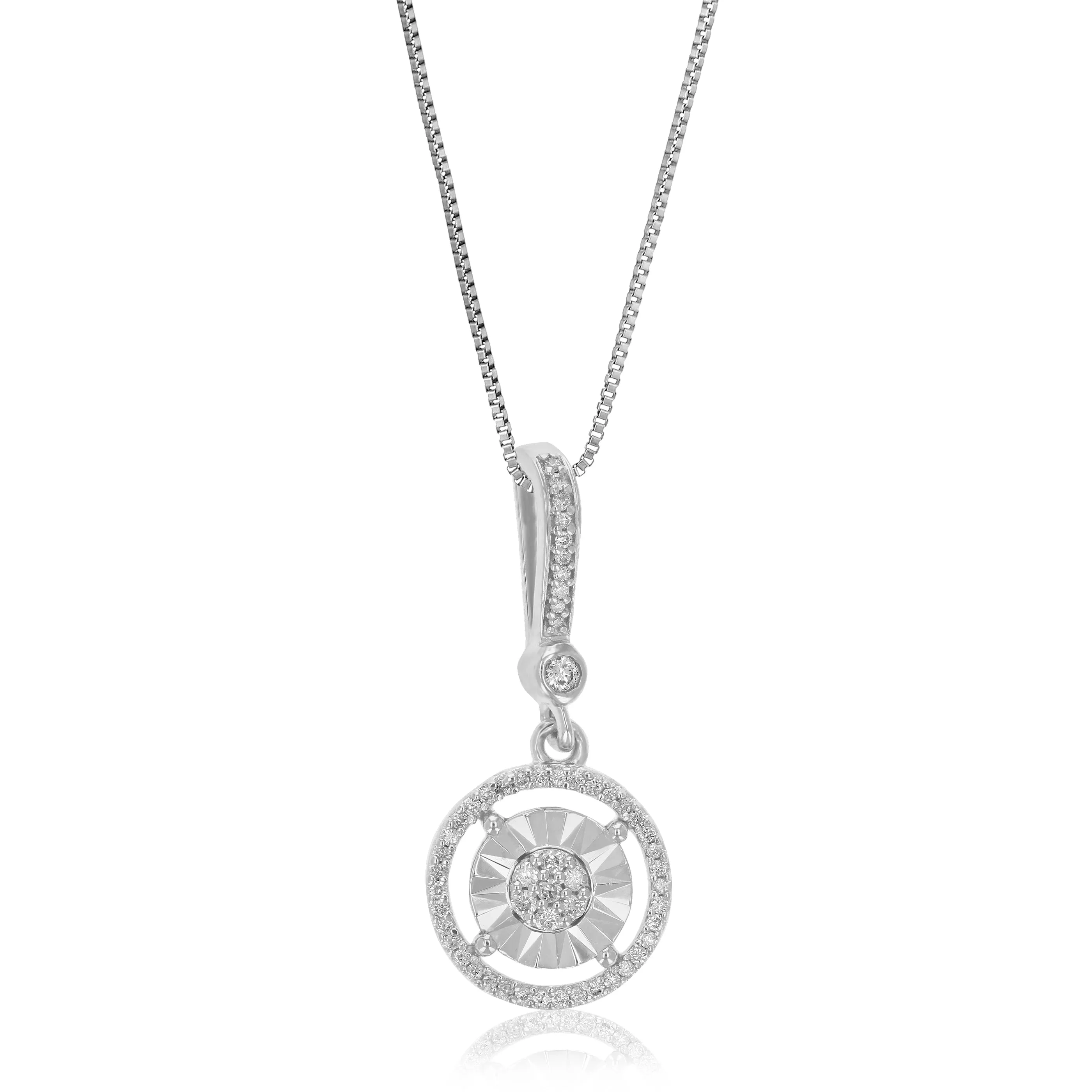 1/10 cttw Lab Grown Diamond Heart Pendant Necklace .925 Sterling Silver 2/5 Inch With 18 Inch Chain