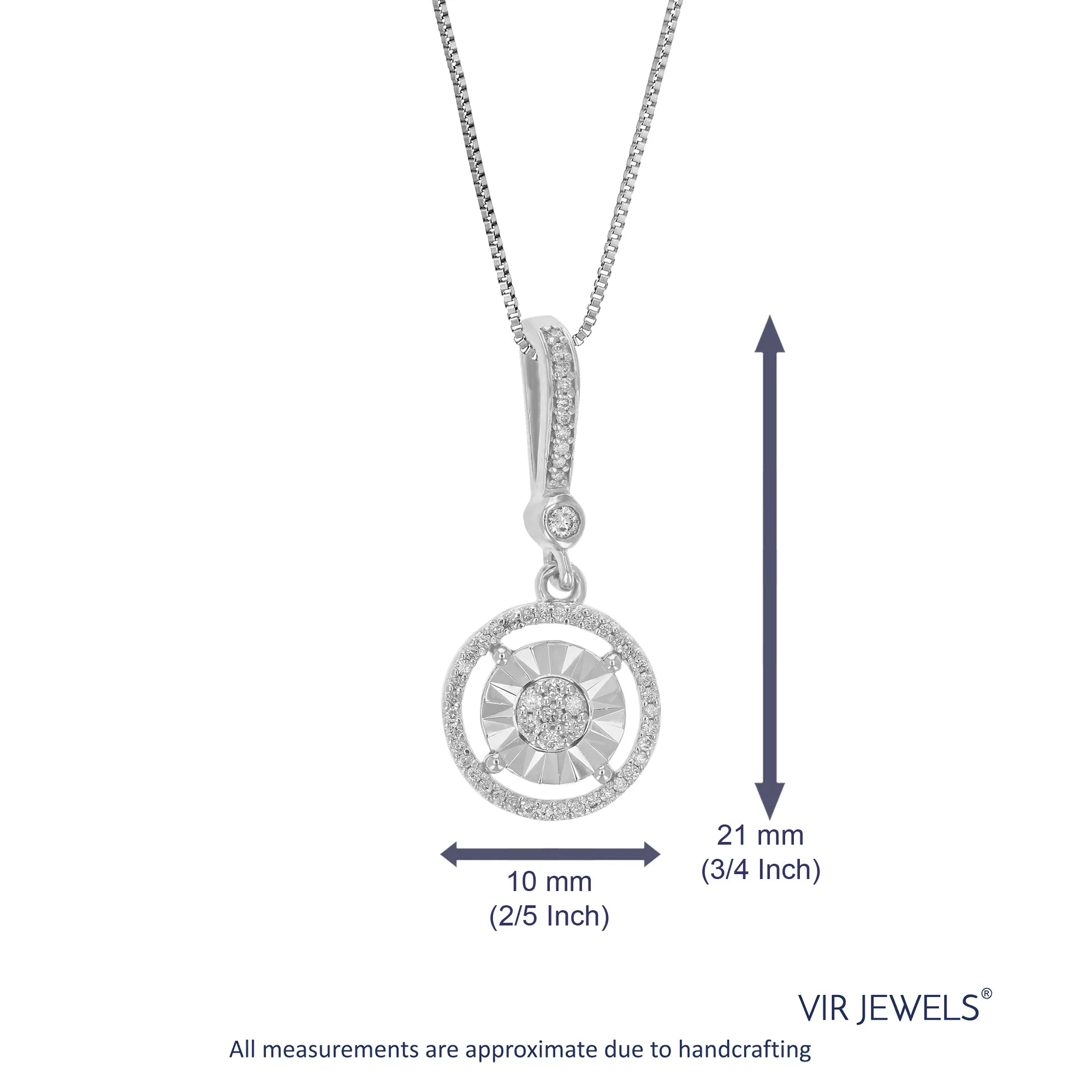 1/10 cttw Lab Grown Diamond Heart Pendant Necklace .925 Sterling Silver 2/5 Inch With 18 Inch Chain