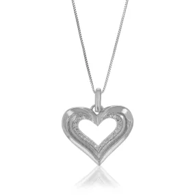 1/10 cttw Lab Grown Diamond Heart Shape Pendant Necklace .925 Sterling Silver For Women 3/4 Inch With 18 Inch Chain