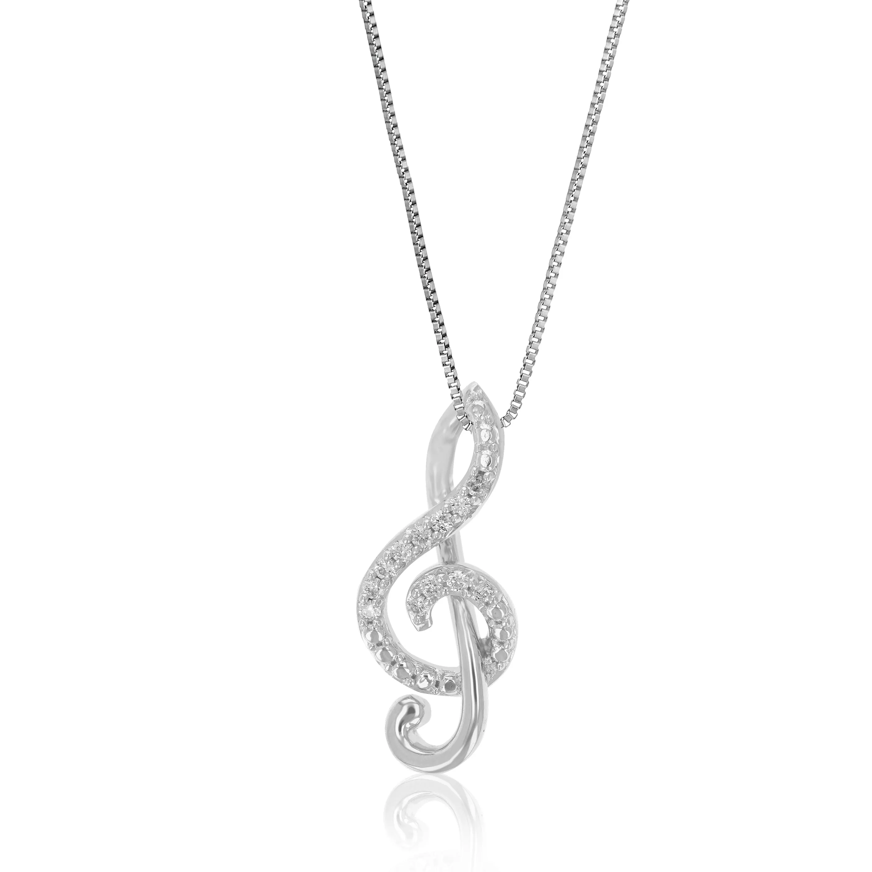 1/10 cttw Lab Grown Diamond Music Pendant Necklace .925 Sterling Silver With 18 Inch Chain