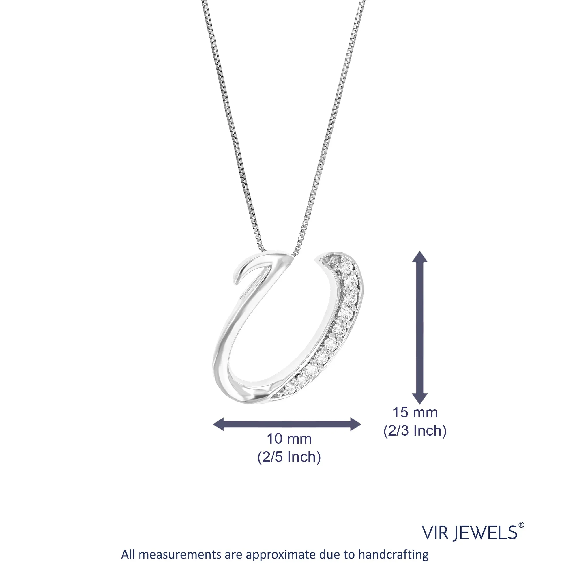 1/12 cttw Round Cut 10 Stones Lab Grown Diamond Pendant Necklace .925 Sterling Silver 2/5 Inch With 18 Inch Chain