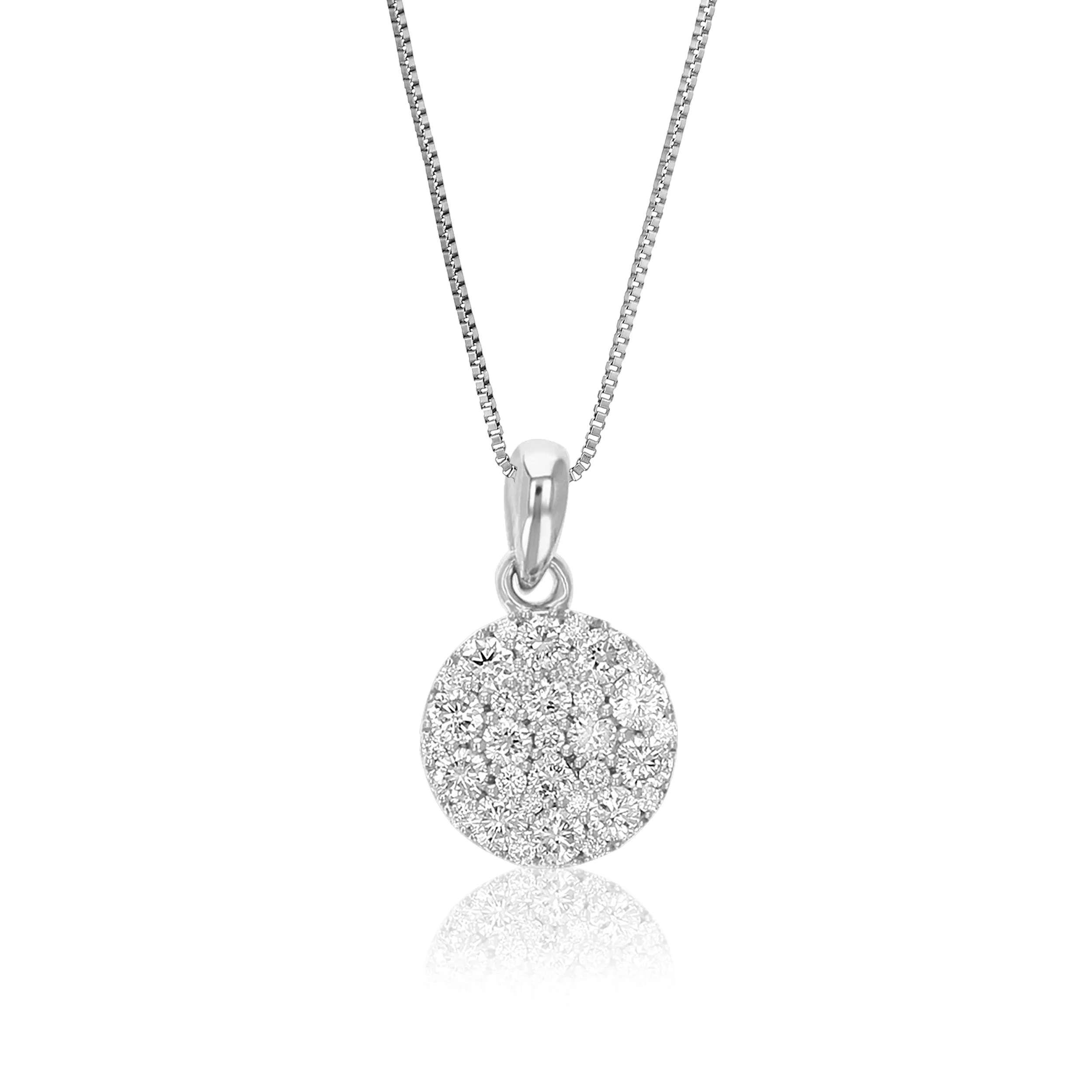 1/2 cttw Lab Grown Diamond Round Diamond Cluster Pendant Necklace .925 Sterling Silver 2/3 Inch with 18 Inch Chain