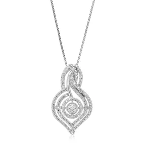 1/20 cttw Round Cut 7 Stones Cluster  Lab Grown Diamond Pendant Necklace .925 Sterling Silver 2/3 Inch With 18 Inch Chain