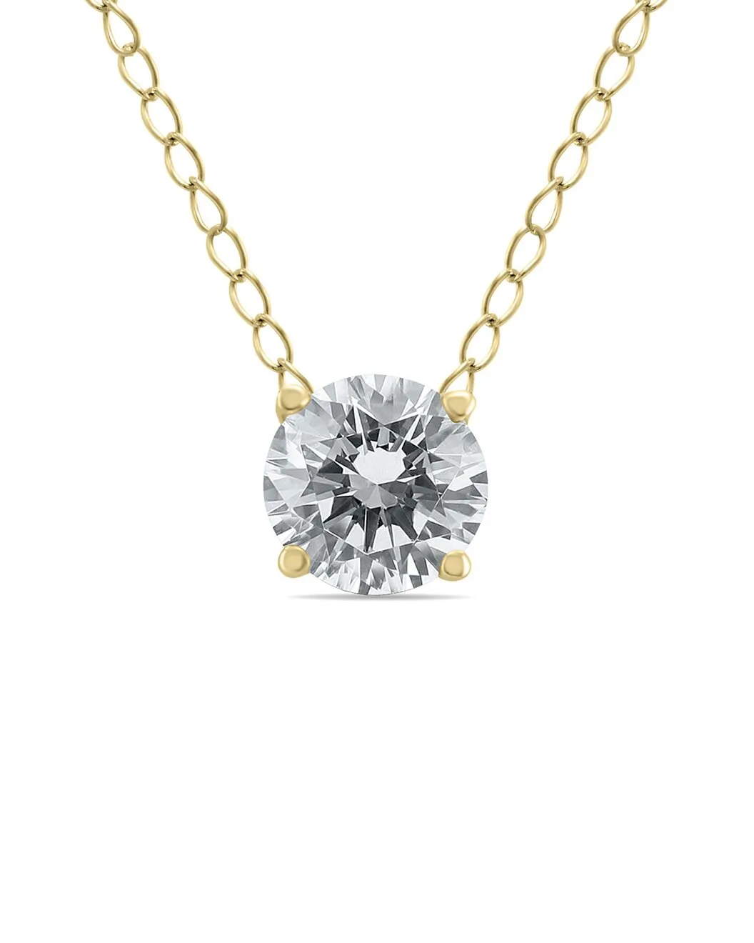 1/4 Carat Floating Round Diamond Solitaire Necklace In 14K Yellow Gold