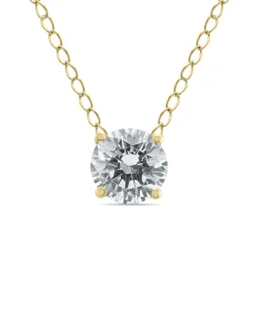 1/4 Carat Floating Round Diamond Solitaire Necklace In 14K Yellow Gold