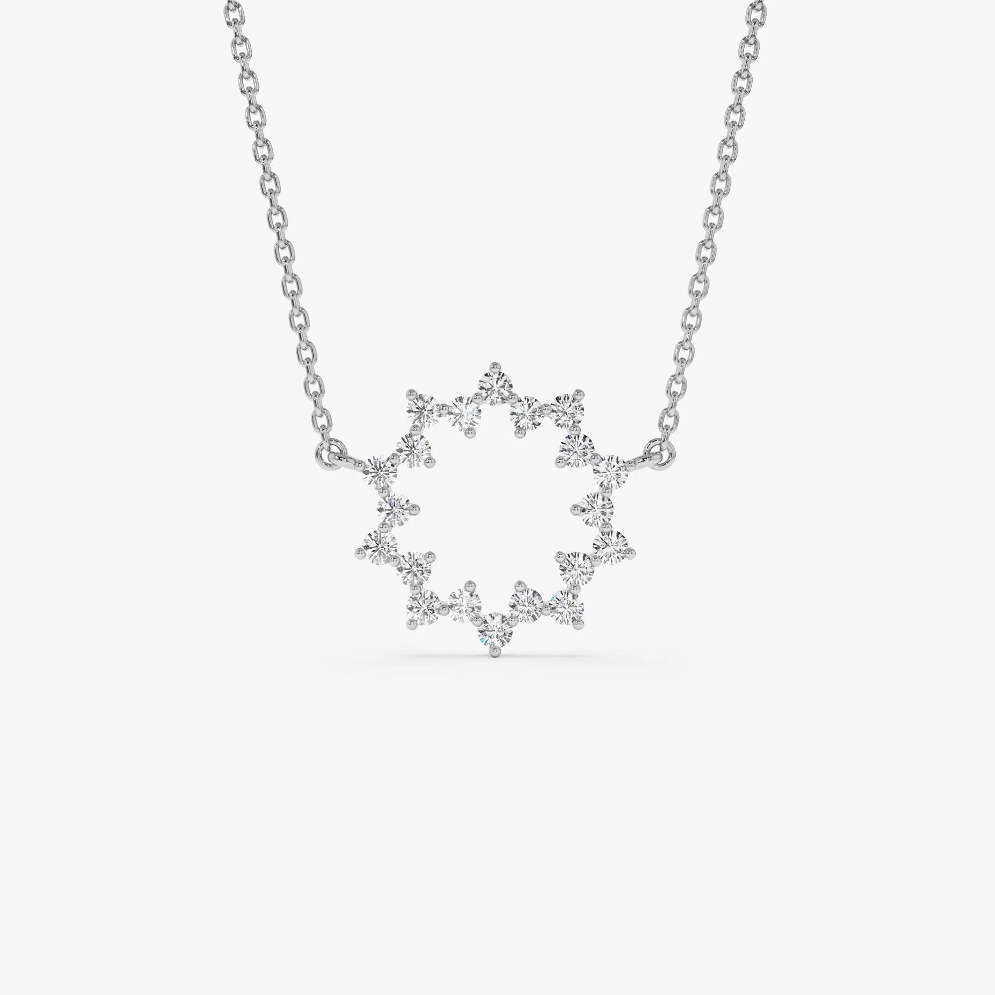 14k Diamond Sun Circle Necklace