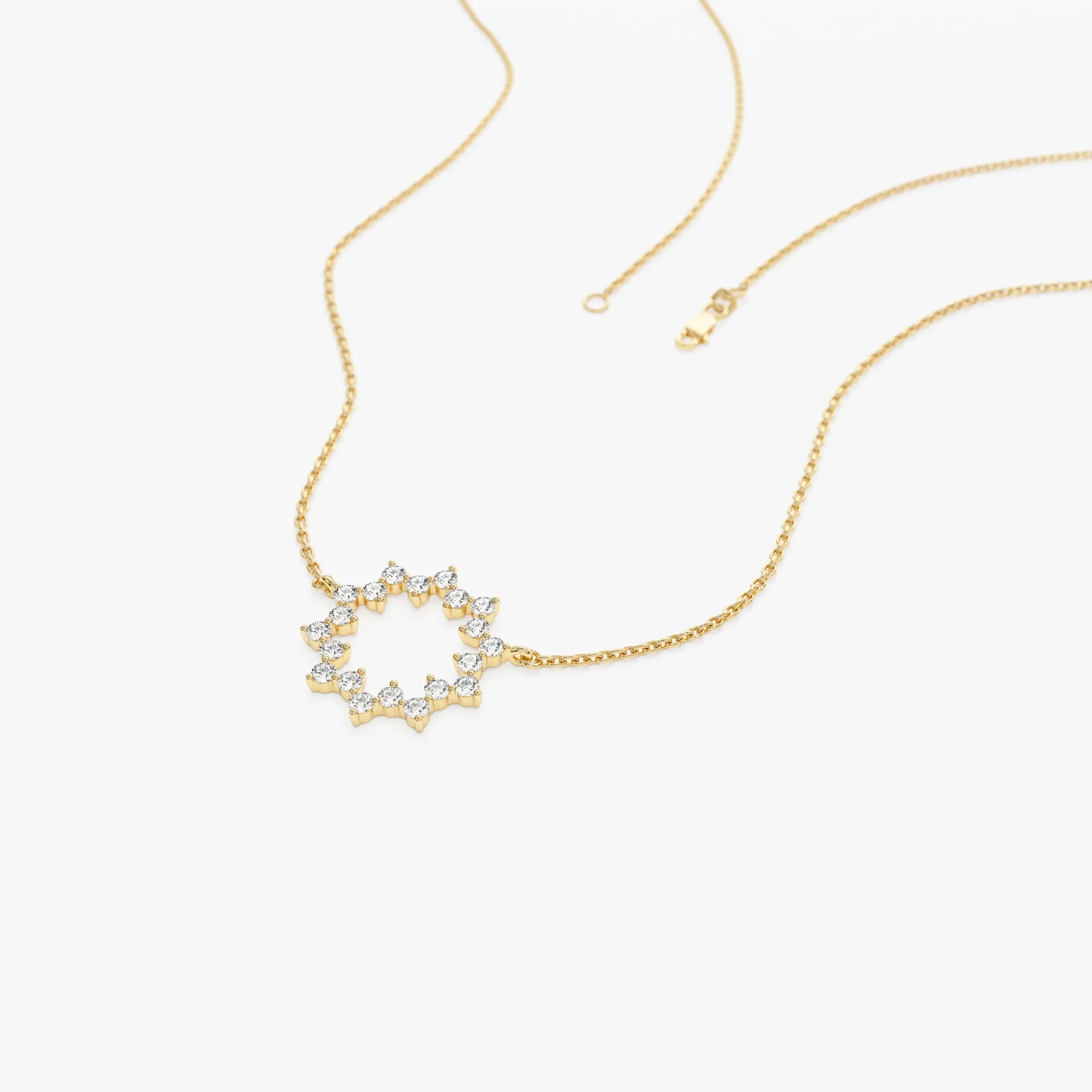 14k Diamond Sun Circle Necklace