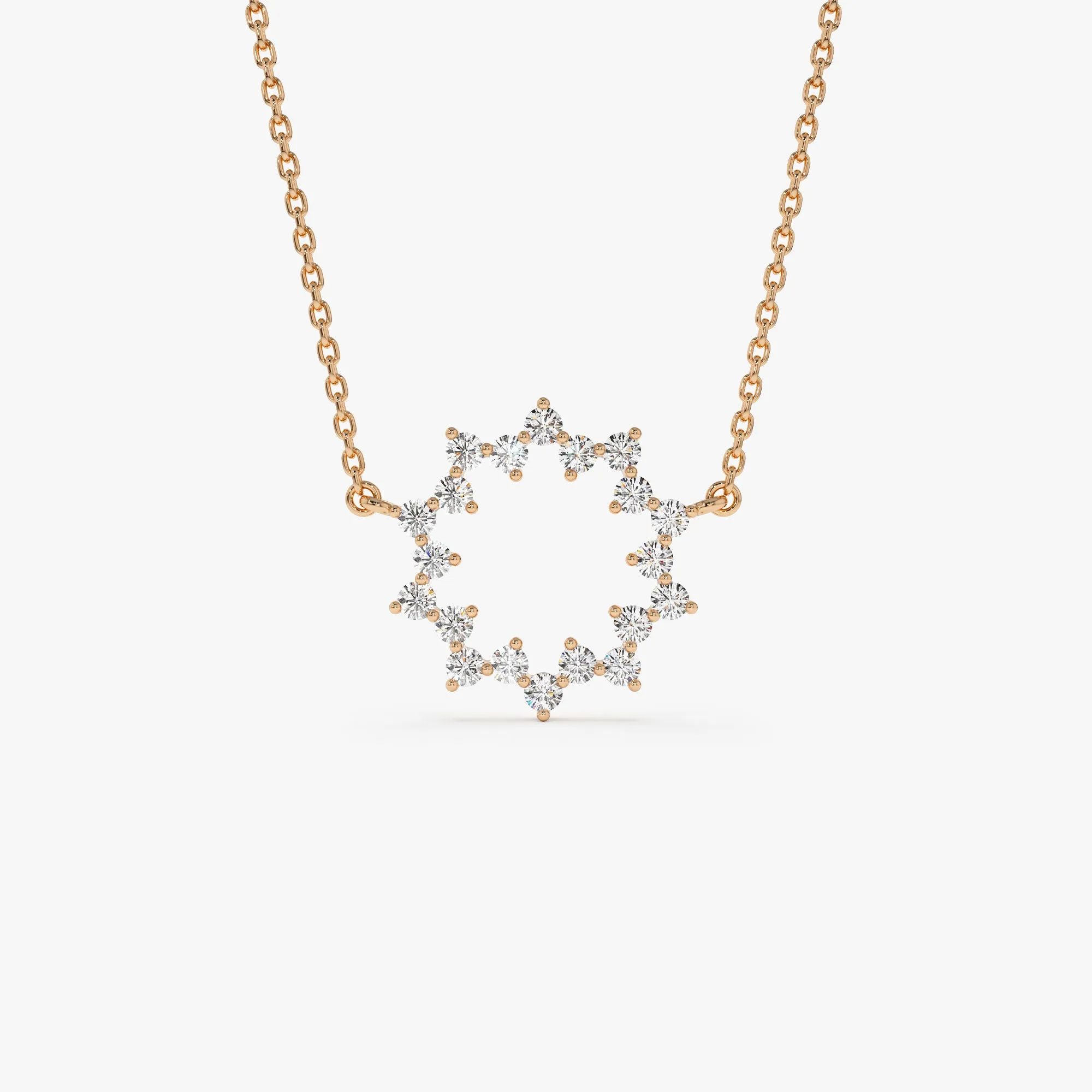 14k Diamond Sun Circle Necklace