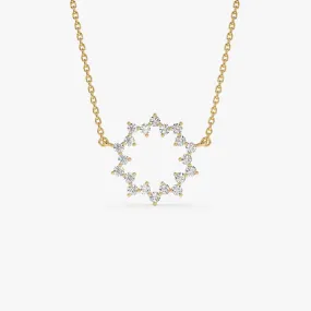 14k Diamond Sun Circle Necklace