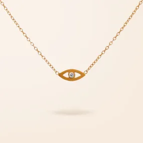 14K Gold Diamond Evil Eye Necklace