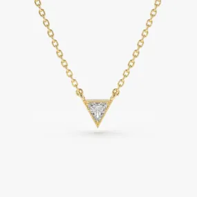 14K Gold Triangle Cut Diamond Solitaire Necklace