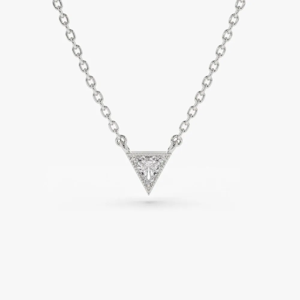 14K Gold Triangle Cut Diamond Solitaire Necklace