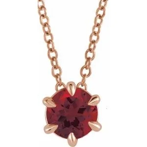 14K Rose 1/2 CT Natural Diamond Solitaire 16-18" Necklace