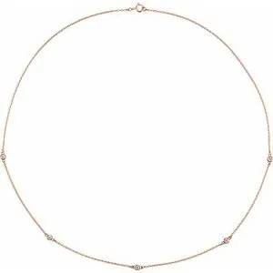 14K Rose 1/4 CTW Natural Diamond 5-Station 18" Necklace