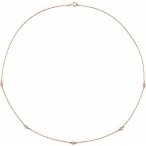 14K Rose 1/4 CTW Natural Diamond 5-Station 18" Necklace