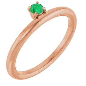 14K Rose Lab-Grown Emerald Stackable Ring