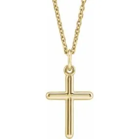 14K Yellow Cross 18" Necklace