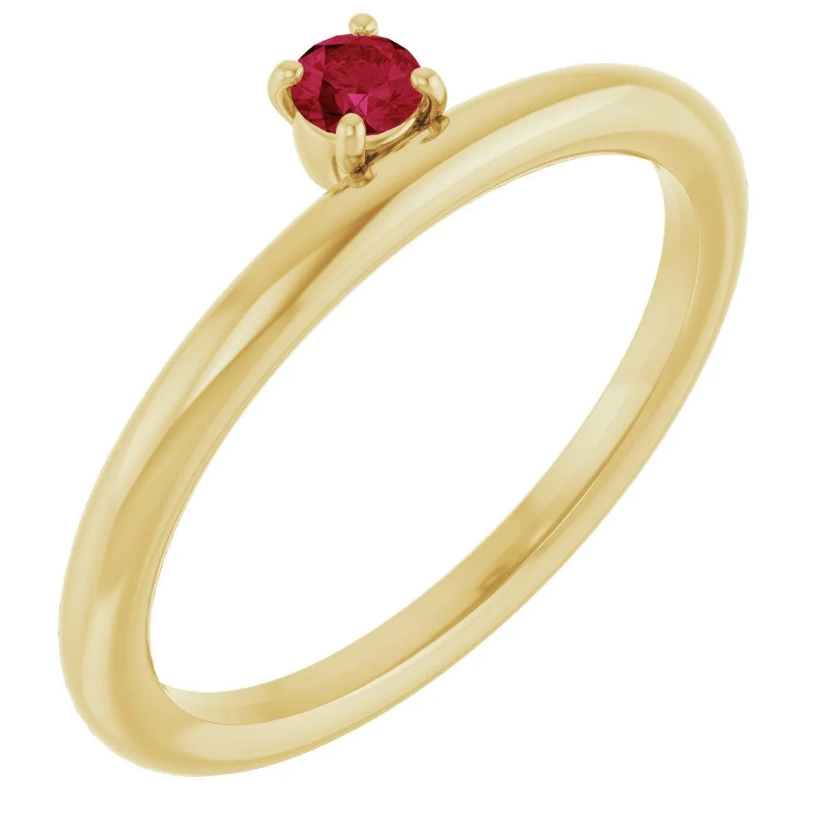 14K Yellow Natural Ruby Stackable Ring