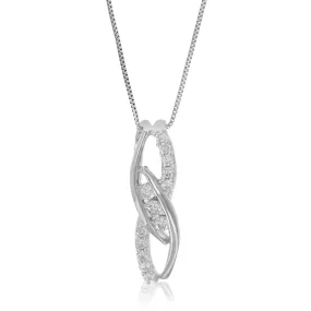 1/8 cttw Lab Grown Diamond 3 Stone Bypass Pendant Necklace .925 Sterling Silver 1/6 Inch With 18 Inch Chain