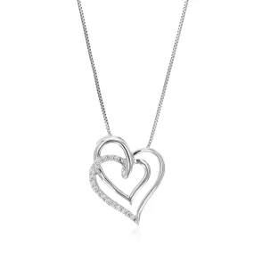 1/8 cttw Round Cut 17 Stones Lab Grown Diamond Heart Pendant Necklace .925 Sterling Silver 1/2 Inch With 18 Inch Chain