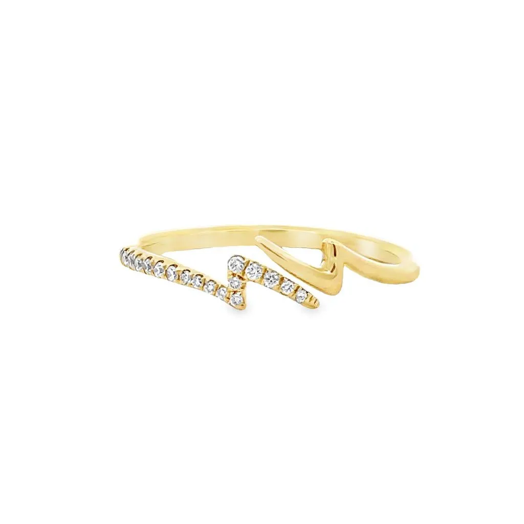 18K Yellow Gold 0.15ctw Diamond Lighting Bolt Stackable Ring