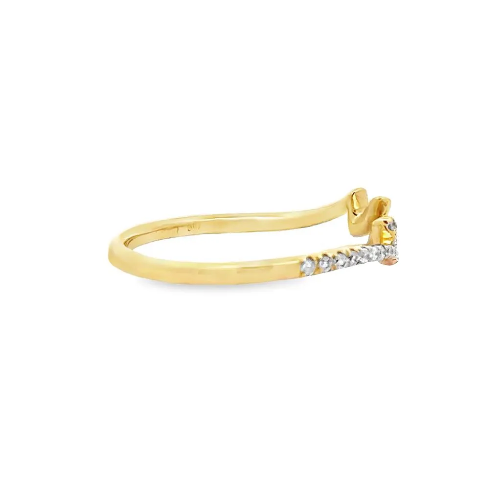 18K Yellow Gold 0.15ctw Diamond Lighting Bolt Stackable Ring