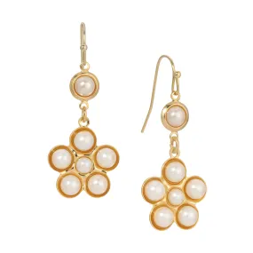 1928 Jewelry Faux Pearl Flower Drop Earrings