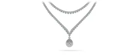 3 Prong Double Strand V Drop Diamond Necklace with 14.64 ct.(finished)