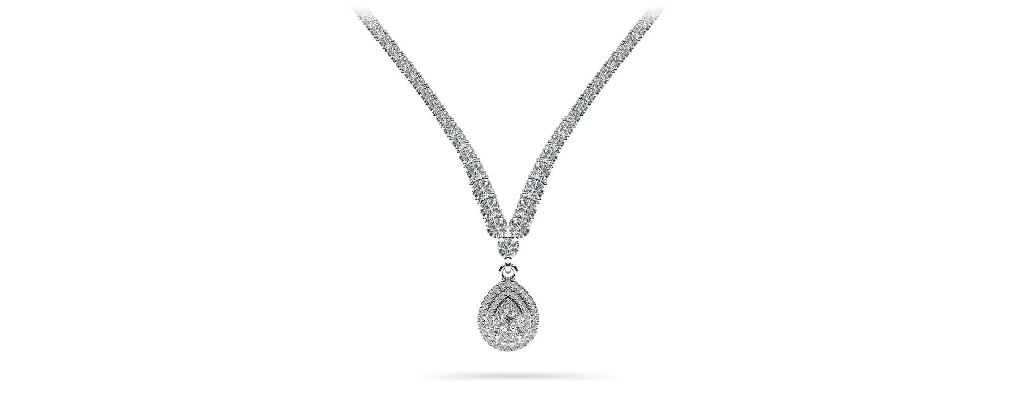 4 Prong Graduated V Diamond Necklace with 9.08 ct.(finished)