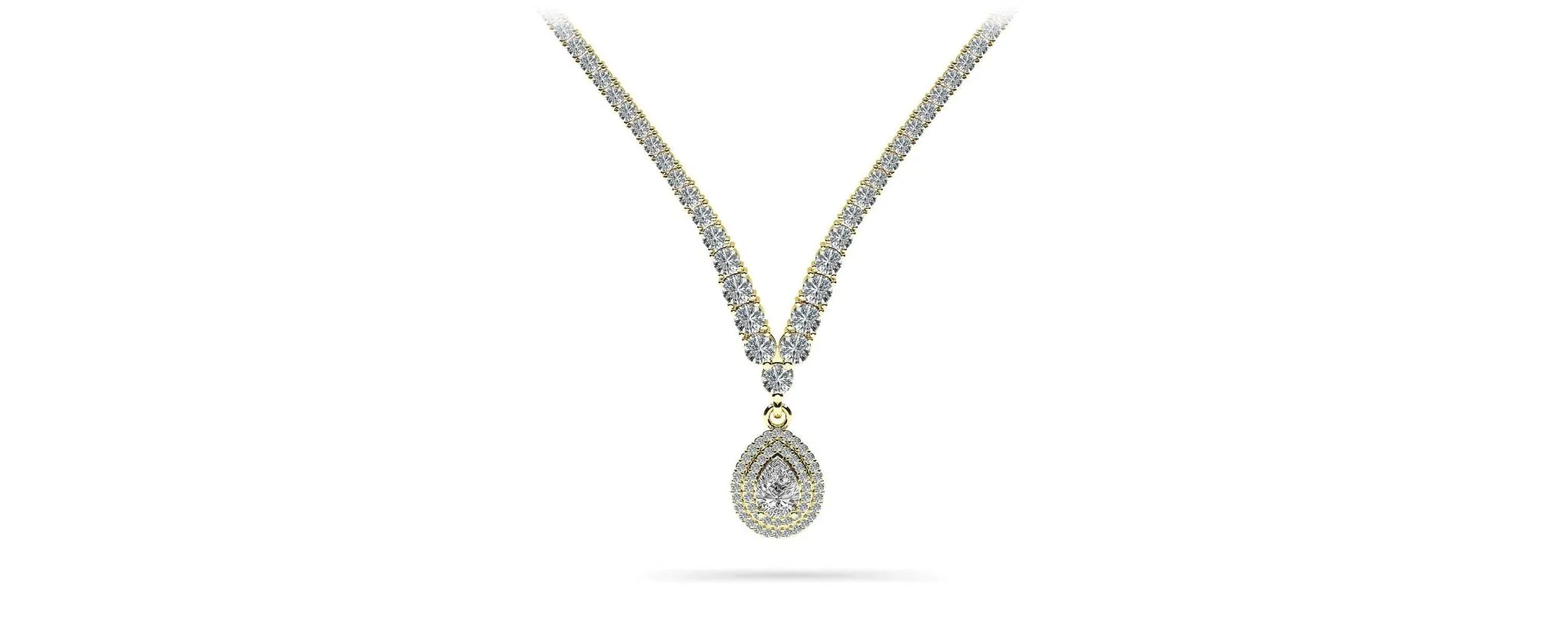 4 Prong Graduated V Diamond Necklace with 9.08 ct.(finished)