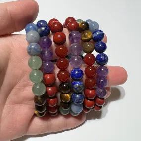 7 Chakra Healing Crystal Elastic Bracelet, 8mm