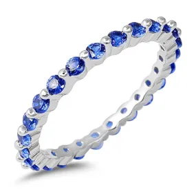 925 Sterling Silver CZ Eternity Ring - 2mm Colored CZ