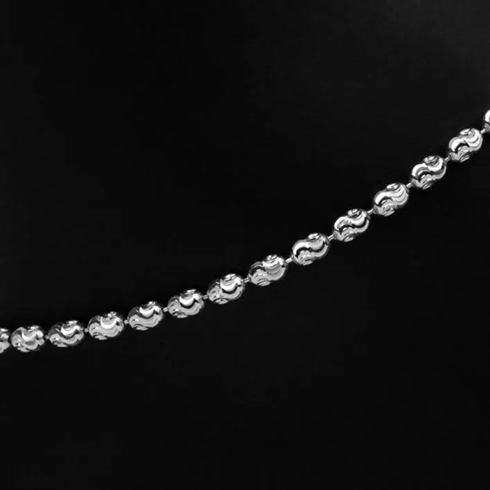 Adjustable Sterling Silver Moon Cut Bead Anklet