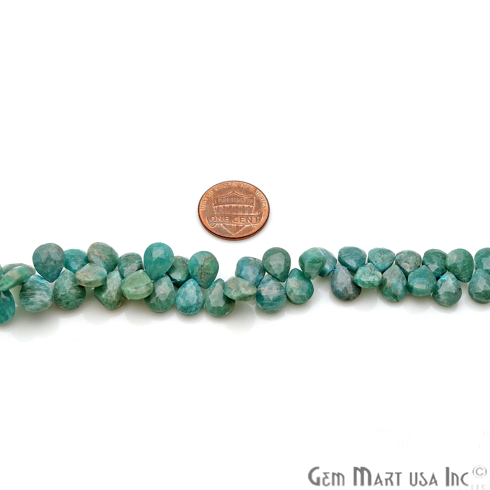 Amazonite Pears Beads, 8 Inch Gemstone Strands, Drilled Strung Briolette Beads, Pears Shape, 9x11mm