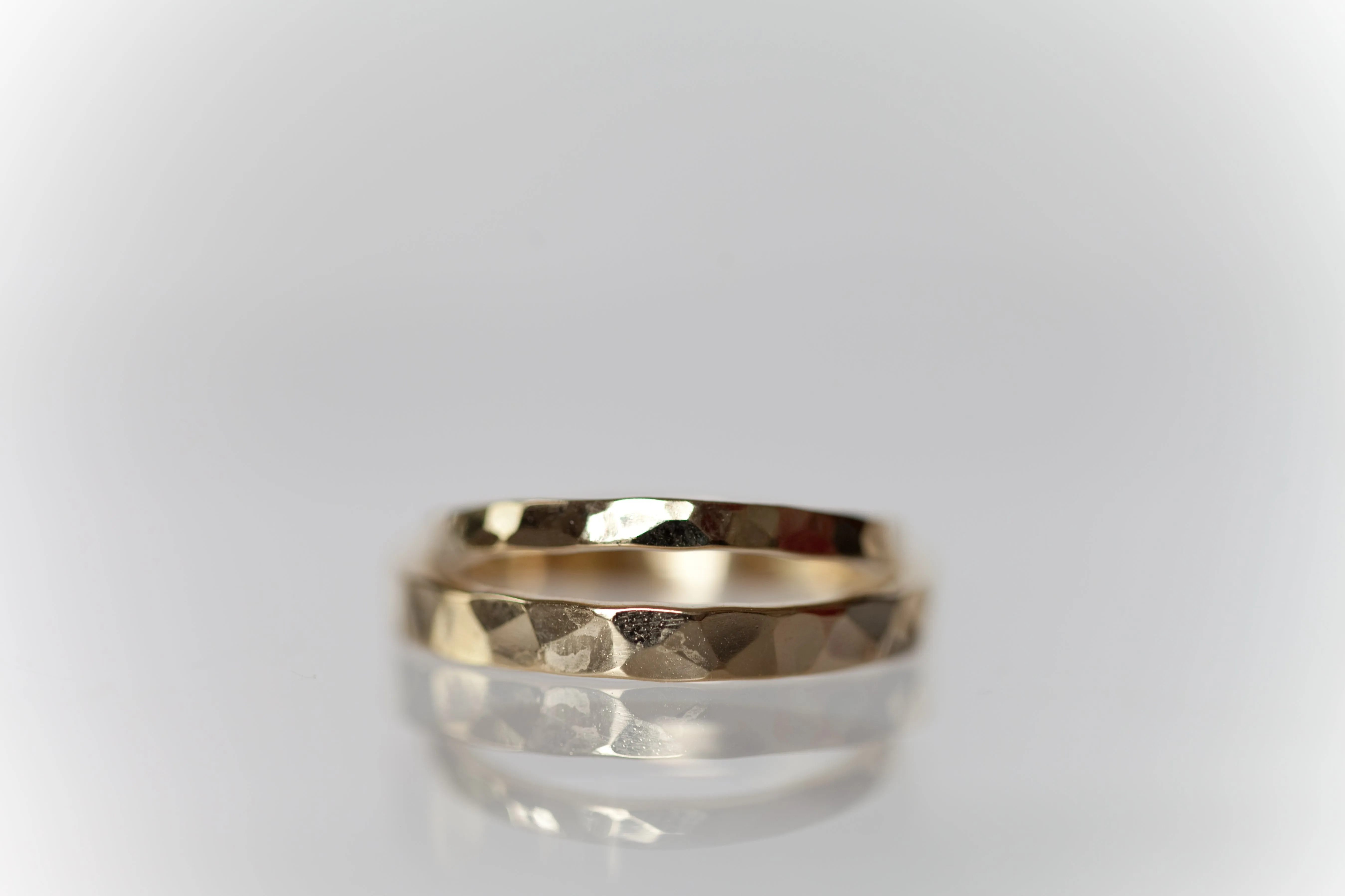 Angular Wedding Ring Set hammered & polished