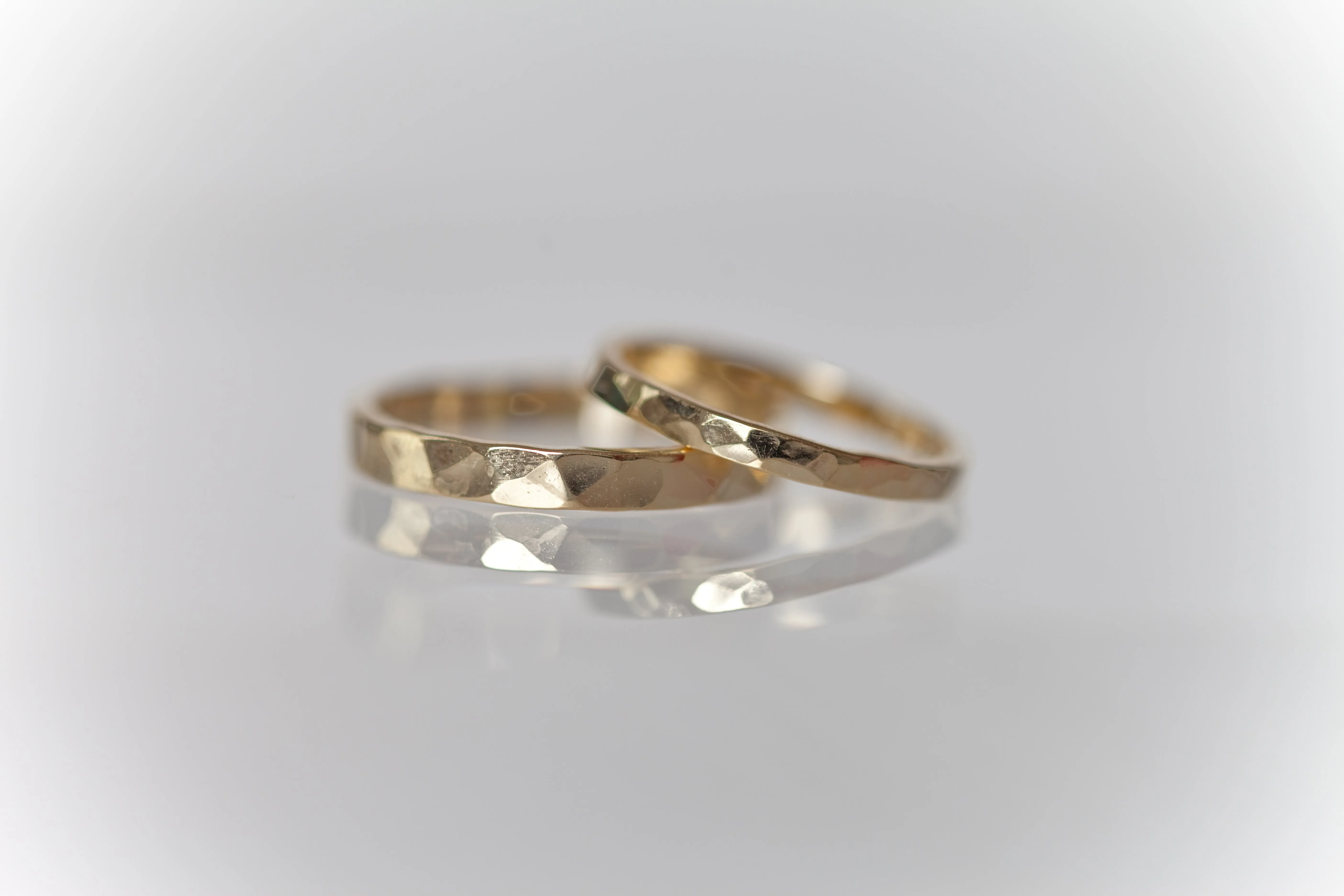 Angular Wedding Ring Set hammered & polished