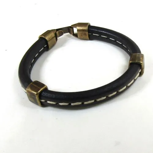 Black Leather Bracelet for a Man