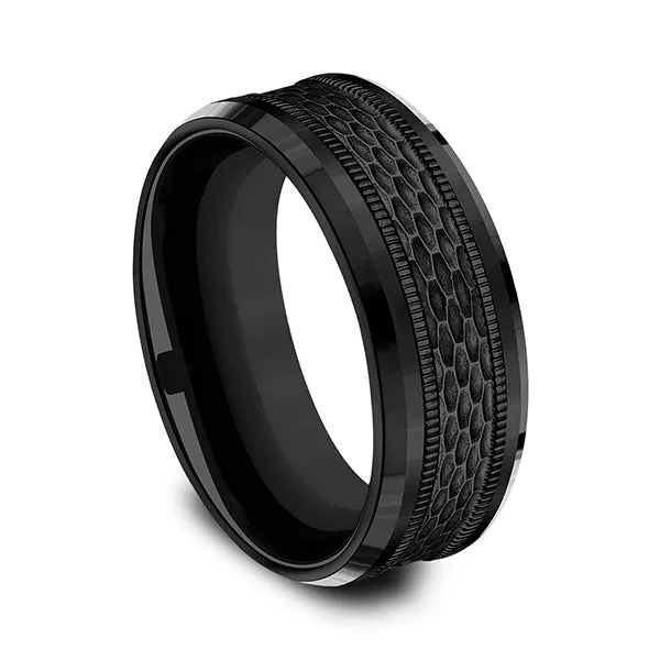 Black Titanium 8mm Comfort-fit Design Wedding Band