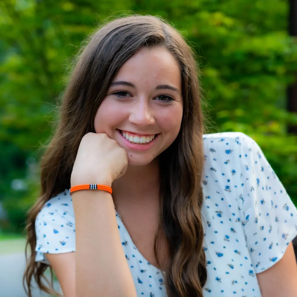 Bracelet -  Orange Seed Bead & Leather