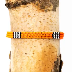 Bracelet -  Orange Seed Bead & Leather