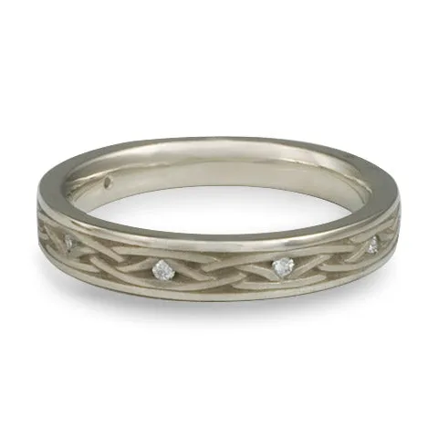 Celtic Arches Wedding Band with Diamonds in 14K White Gold