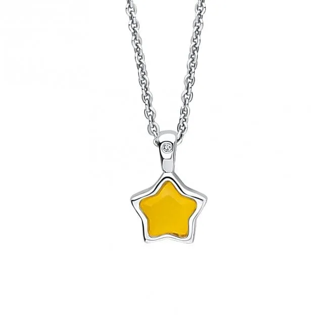 Children's November Light Yellow Quartz Star And Diamond Pendant P5370Y