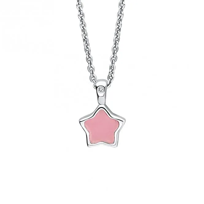 Children's October Rose Quartz Star And Diamond Pendant P5379P