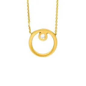 Circle and Diamond Fine Gold Necklace