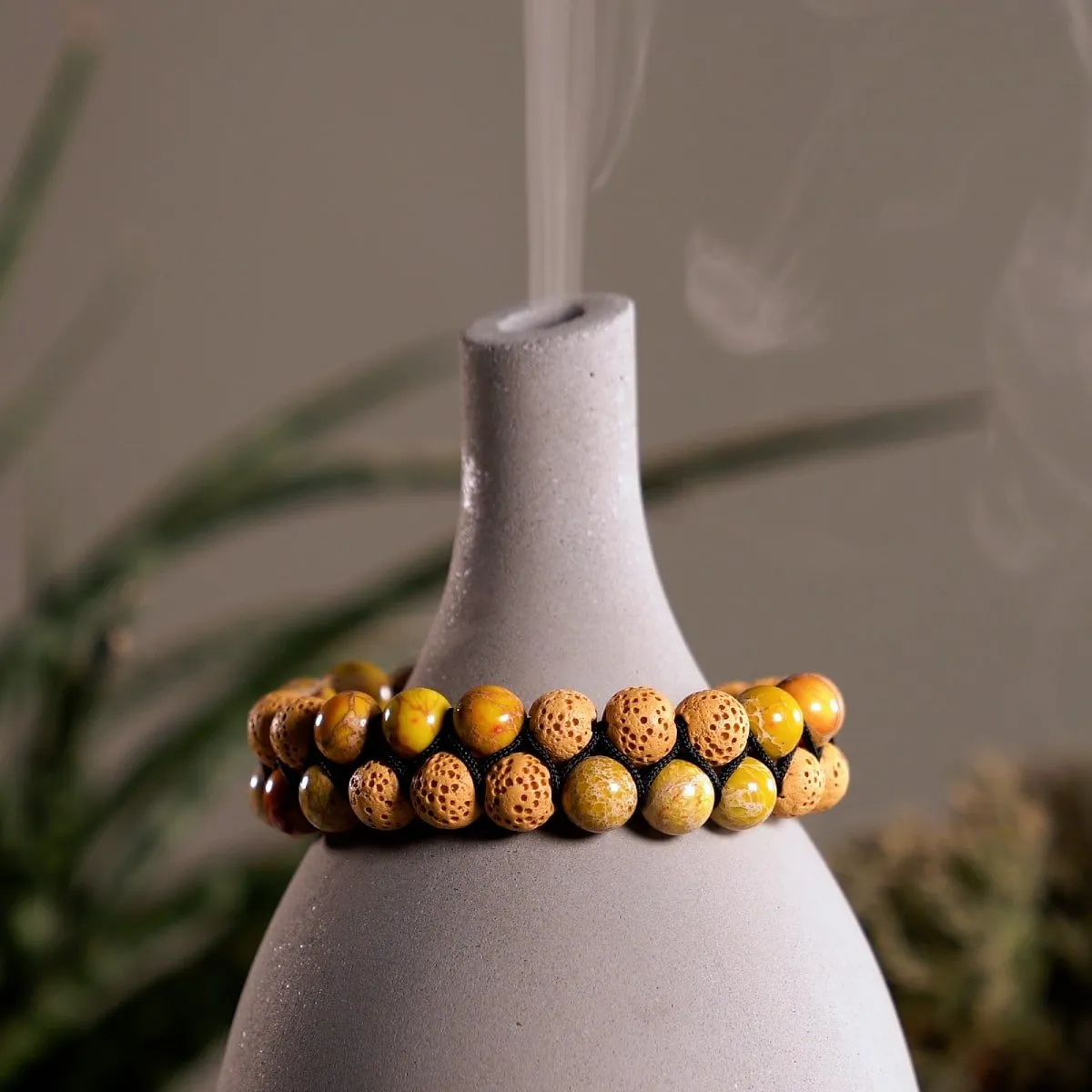 Coriander Oceanic Jasper | Gunmetal | Lava Rock Diffuser Bracelet