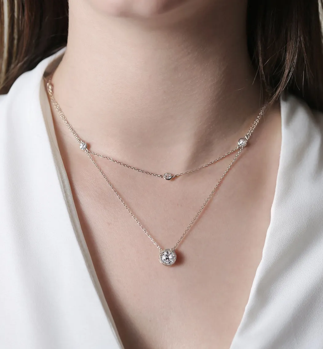 Crystal Chain Round Layered Necklace