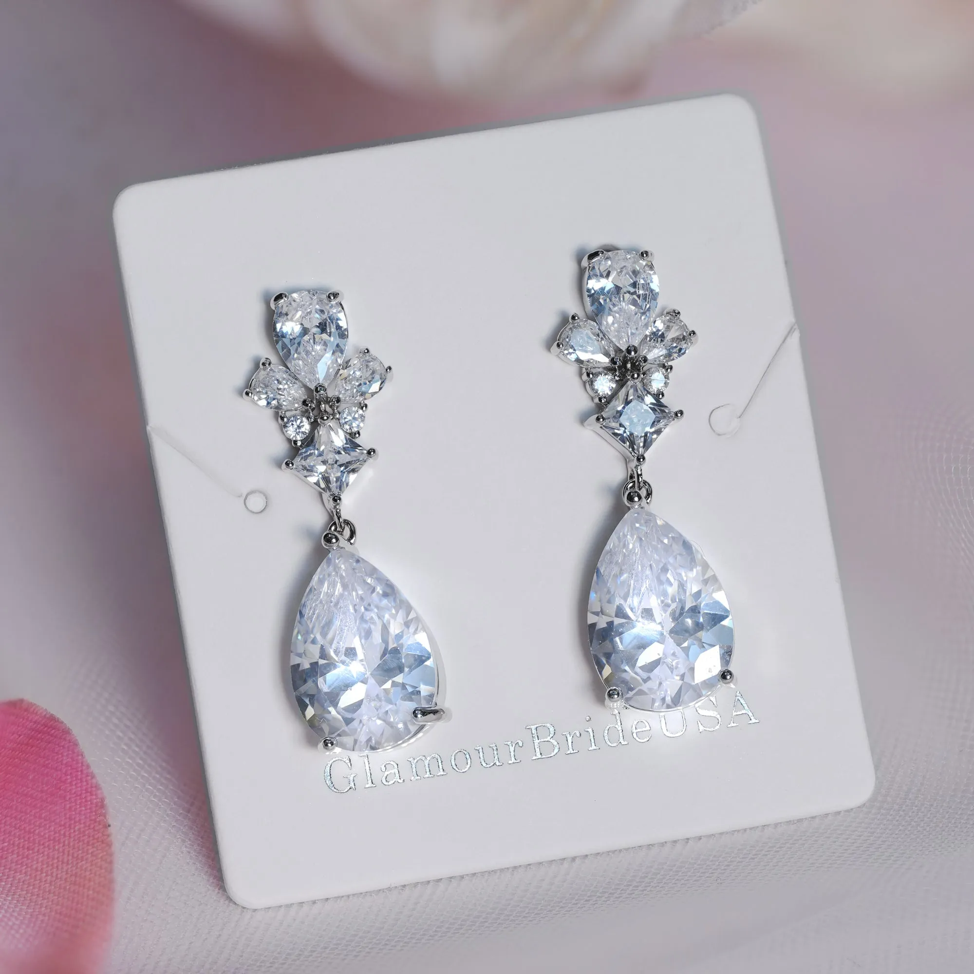 Crystal Tear Drop Earrings - Holly