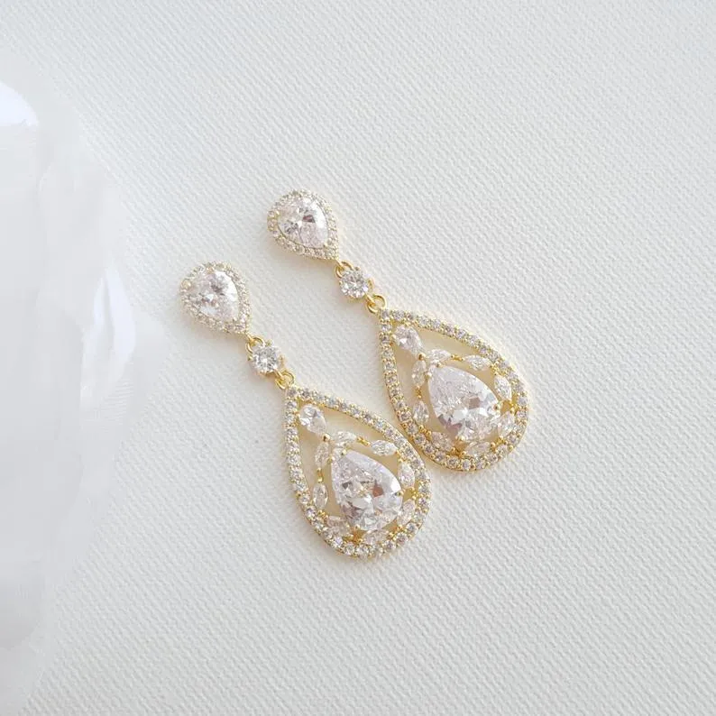 Crystal Wedding Earrings Drop-Esther