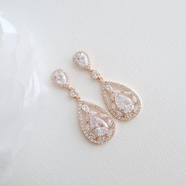 Crystal Wedding Earrings Drop-Esther