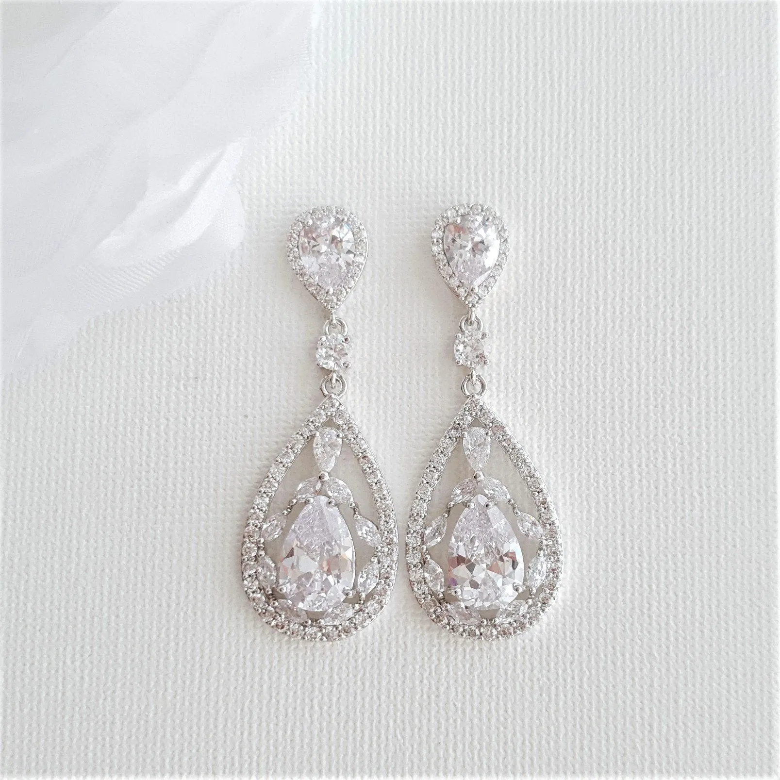 Crystal Wedding Earrings Drop-Esther